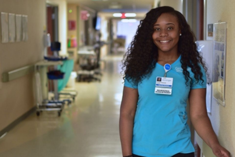 Comfort Nyesuah at her internship at Geisinger Bloomsburg Hospital