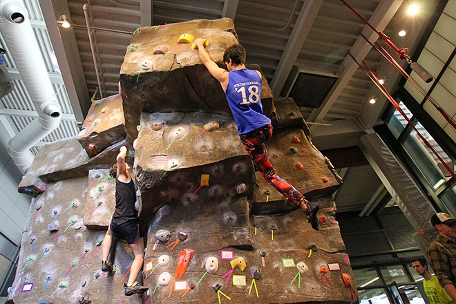 Bloom Boulder Bash is a bouldering competition at Commonwealth University-Bloomsburg, held on a 39-foot Entre‐Prises imprint climbing wall and freeform boulder area inside the Student Recreation Center.