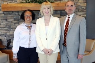 Trustee Nancy Vasta, Trustee Mary Jane Bowes, and President Bashar Hanna