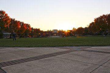 Academic Quad enjoys the sun setting on a late fall day
