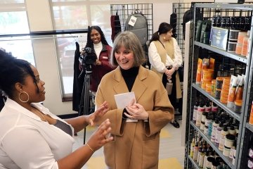 Pa. First Lady Frances Wolf at BU's Basic Needs Shoppe