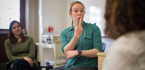 One of just two four-year degree programs in the eastern U.S., this program provides specialized training for students seeking to become American Sign Language interpreters.