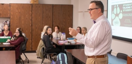 Teaching and learning professor lectures on classroom techniques  