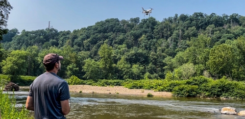 Drone flight along the creek at Bloom Beach