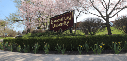 Bloomsburg University sign - spring