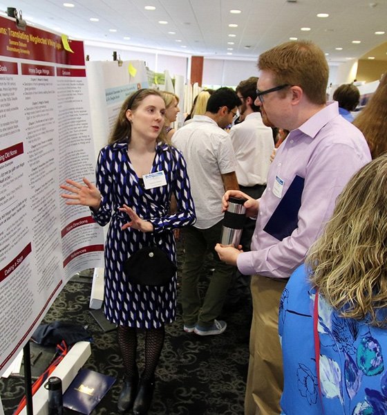 Student discusses her undergraduate research during a recent regional research conference