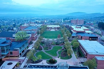 Aerial photo of Bloomsburg's campus